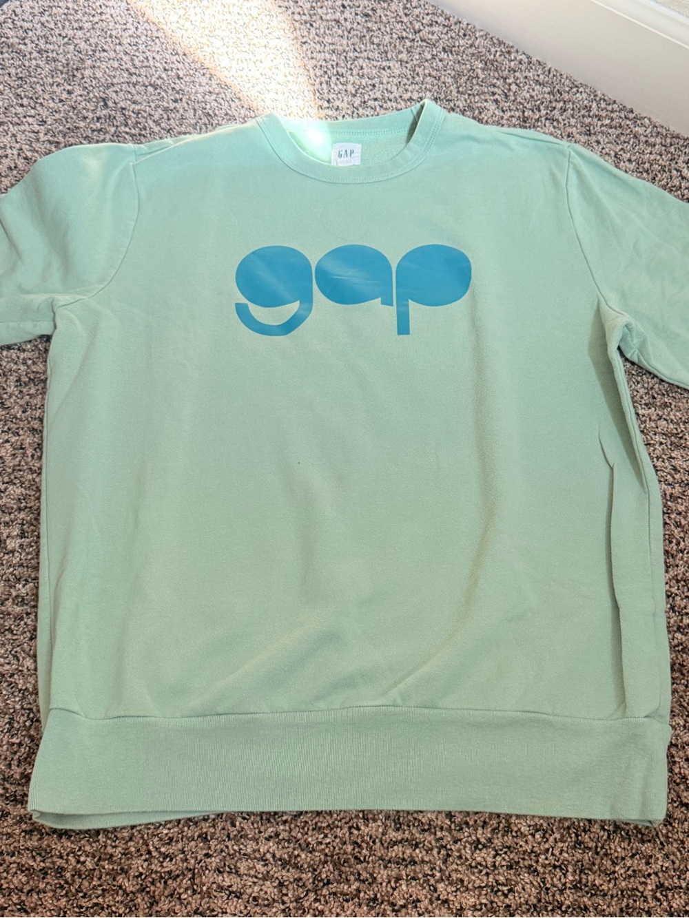 GAP women’s Seafoam Green Sweatshirt with teal Logo